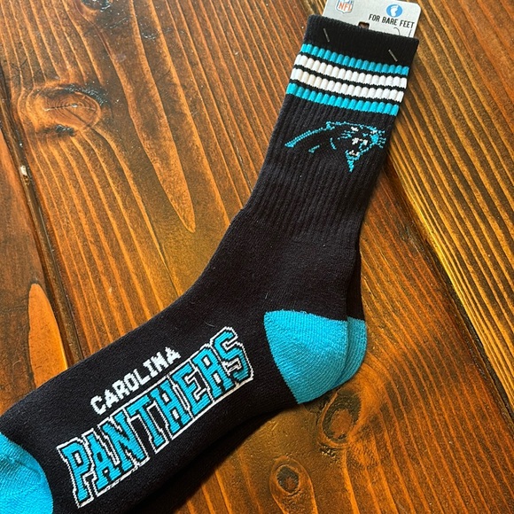 NFL Carolina Panthers Four Stripe Deuce Performance Crew Socks-BRAND NEW - Picture 4 of 6